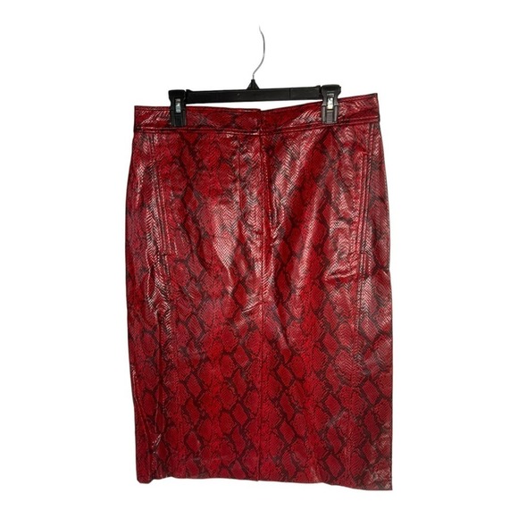Tibi Red Faux Snakeskin Print Pencil Skirt Size 10 NWT - Picture 3 of 7
